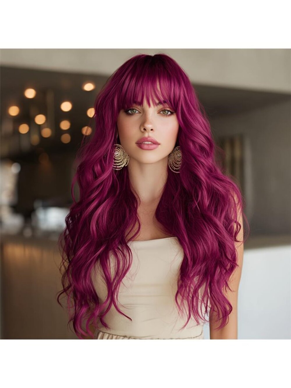 24" Loose Wave Wig w/ Bangs